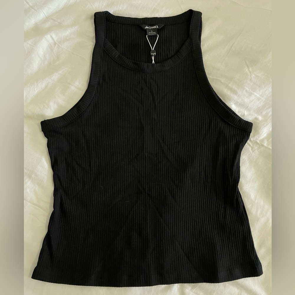 MONKI black ribbed tank NWT size L